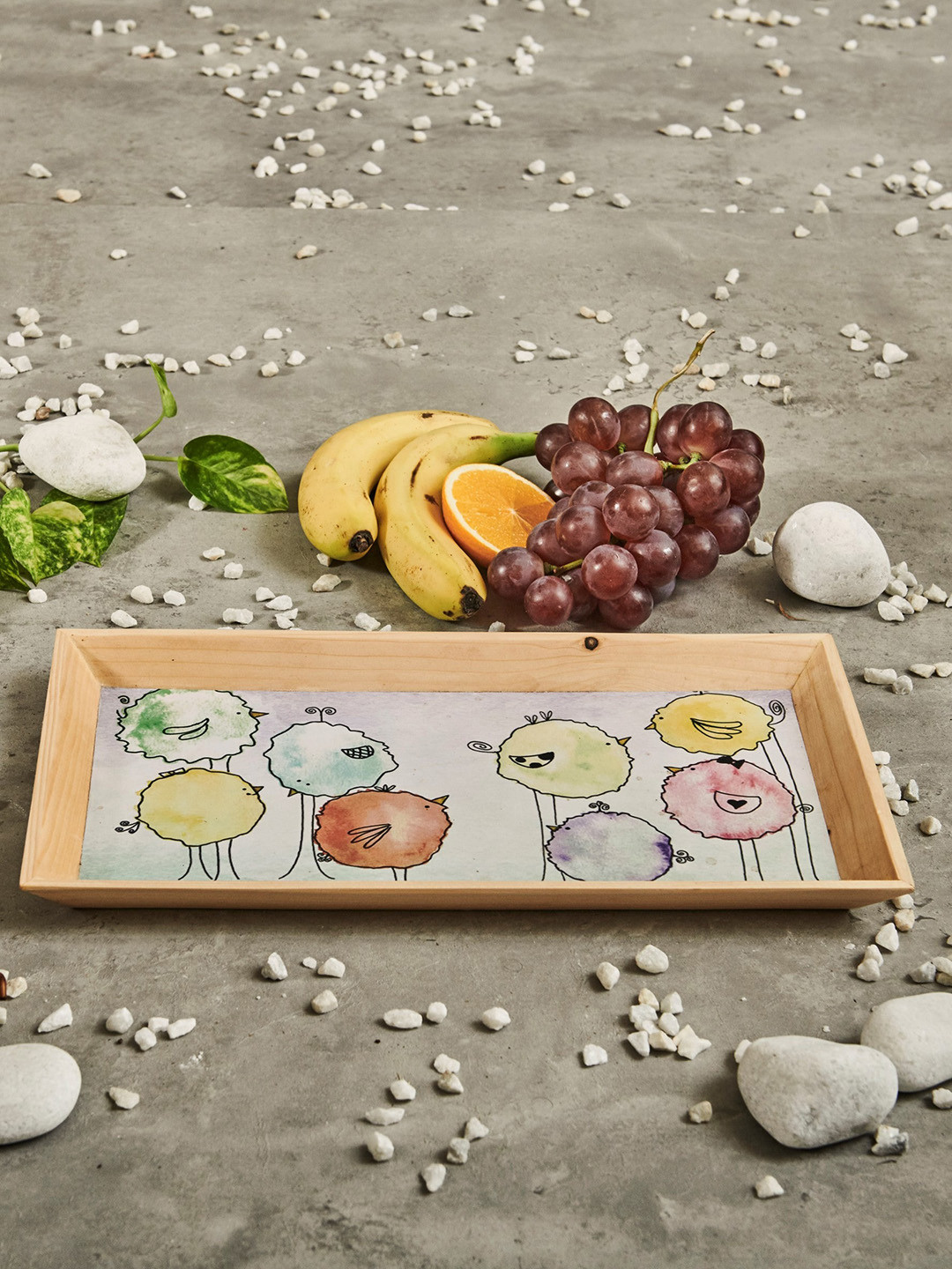 A Tiny Mistake Lime Green Flora Carricatuer  Serving Tray