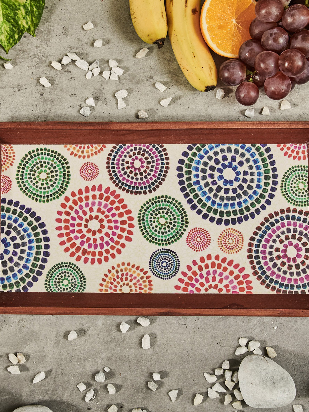 A Tiny Mistake Sea Green & Red Printed Recentangle Serving Tray