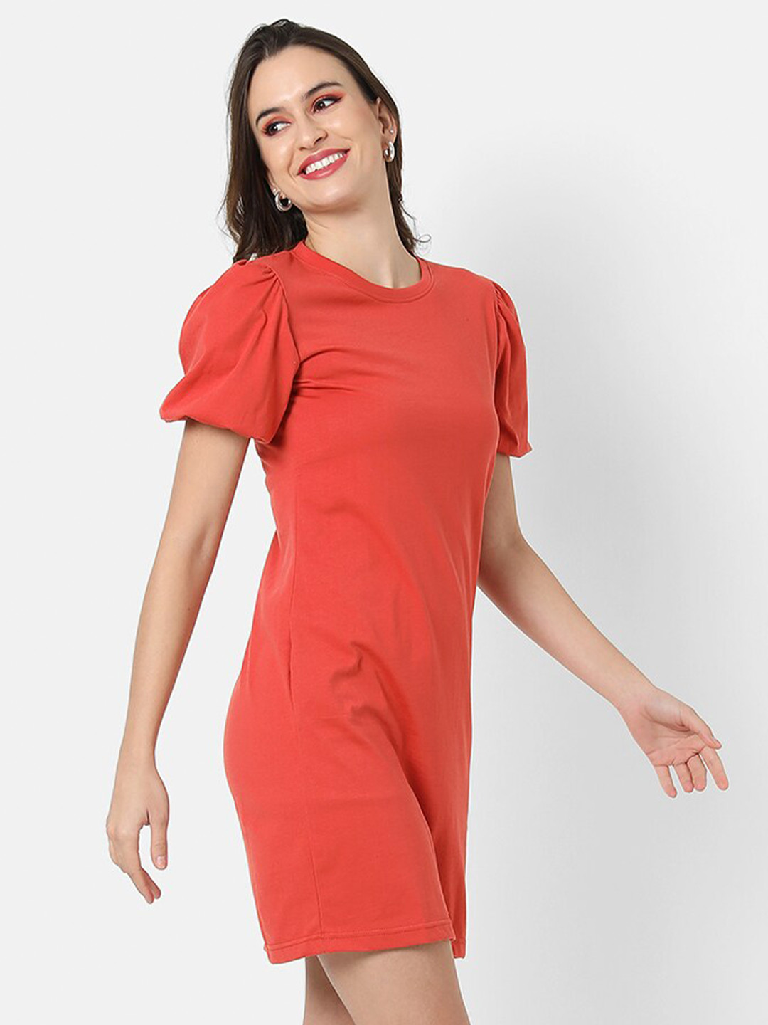 Campus Sutra Women Orange Solid Bodycon Dress