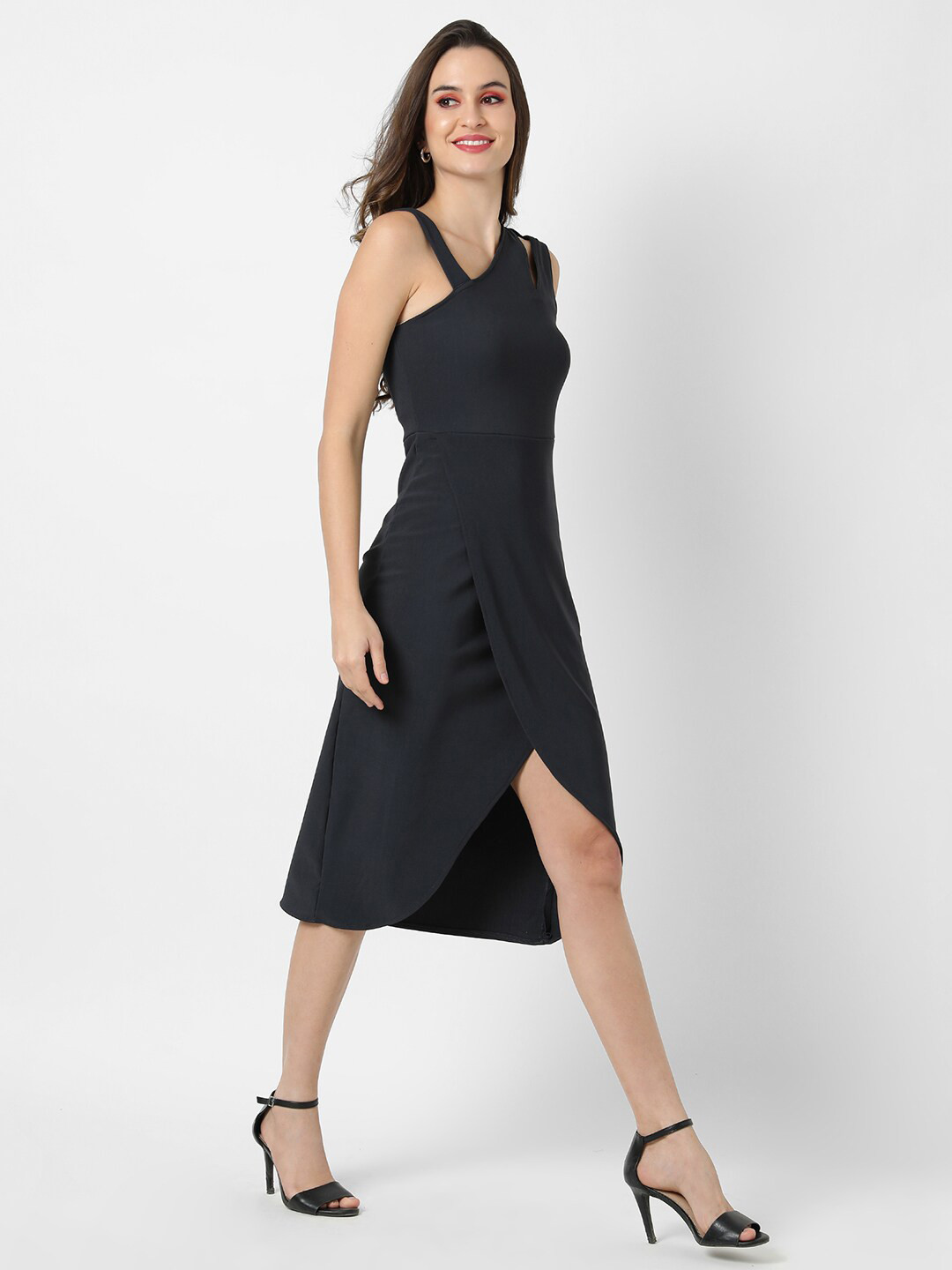 Campus Sutra Women Black Asymmetric Dress