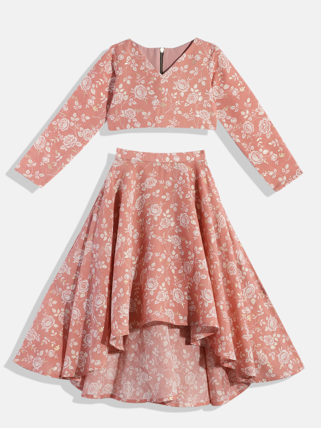 Ethnovog Girls Mauve  Printed Made to Measure Lehenga Set