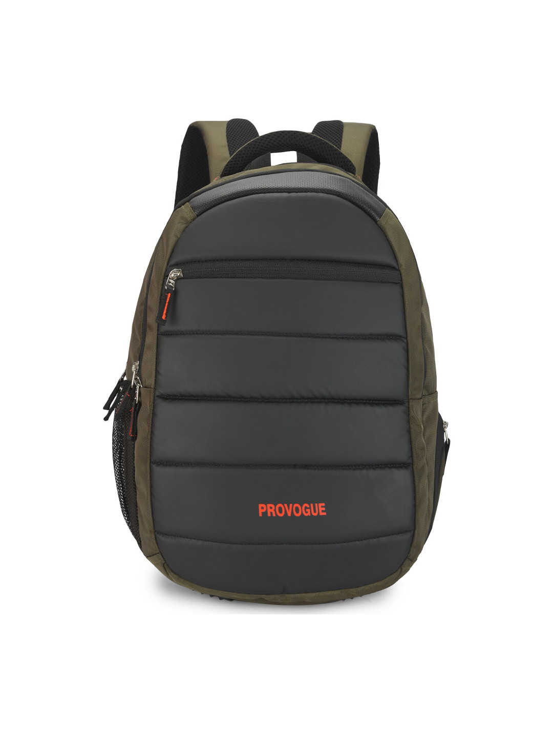 Provogue Unisex Olive Green & Black Brand Logo Backpack with Reflective Strip 38 L