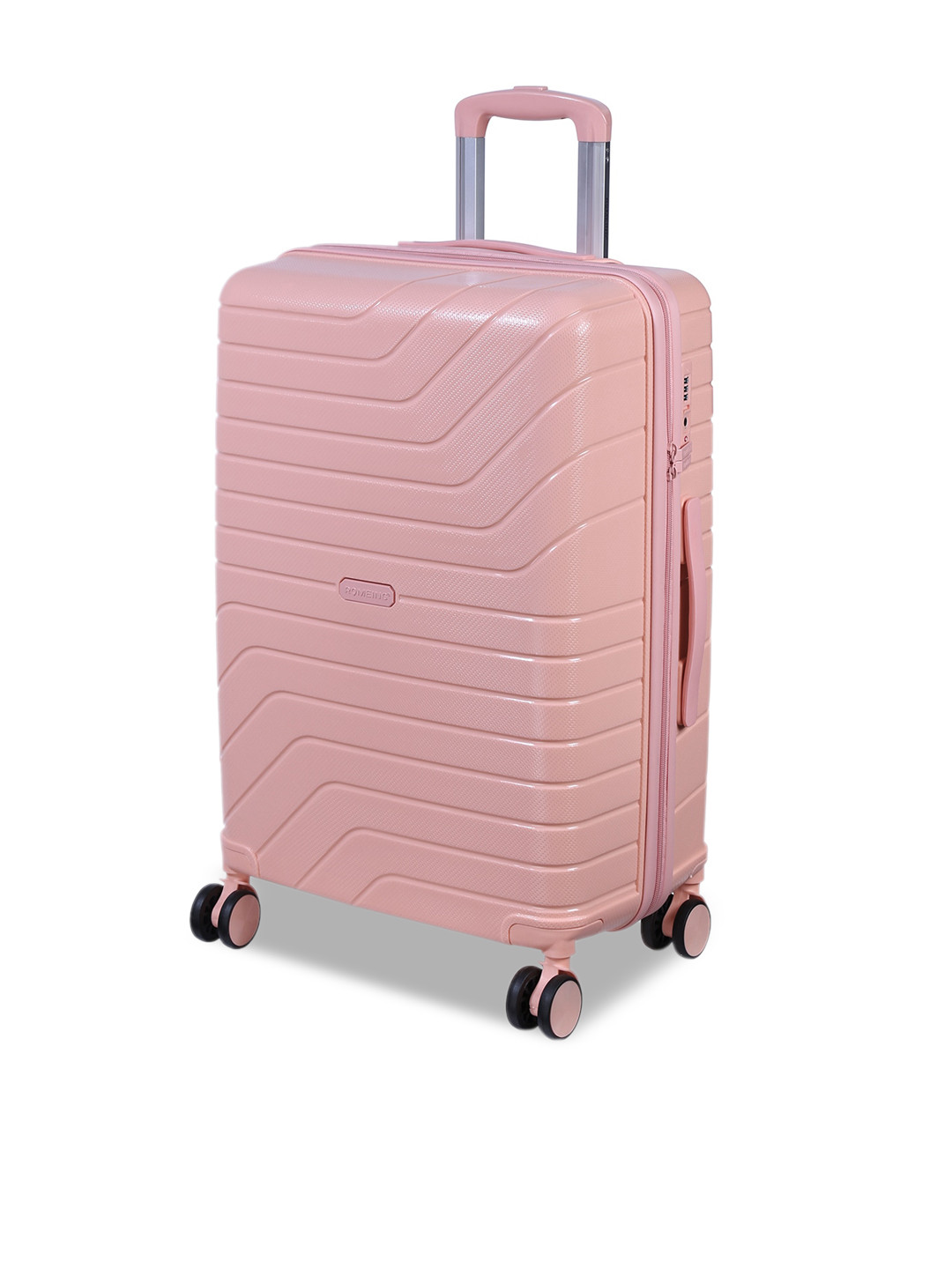 ROMEING Tuscany Pink Textured Hard Sided Polypropylene Medium Trolley Bag