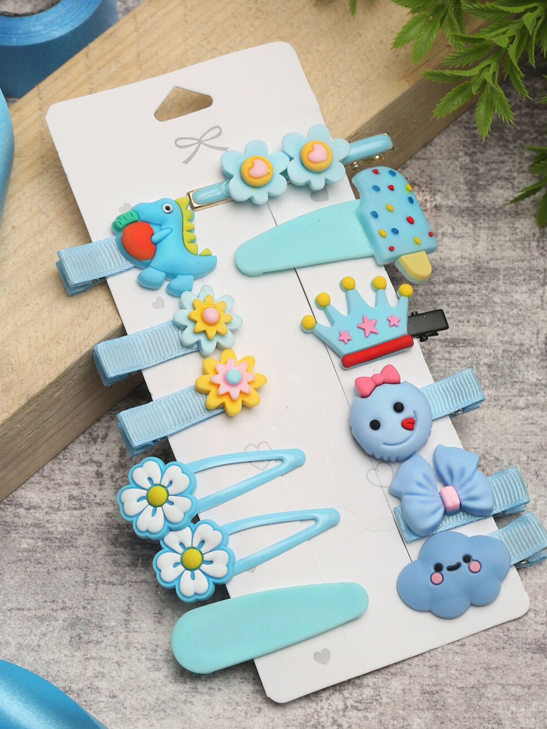 Celena Cole Girls Set of 12 Blue Tic Tac Clips