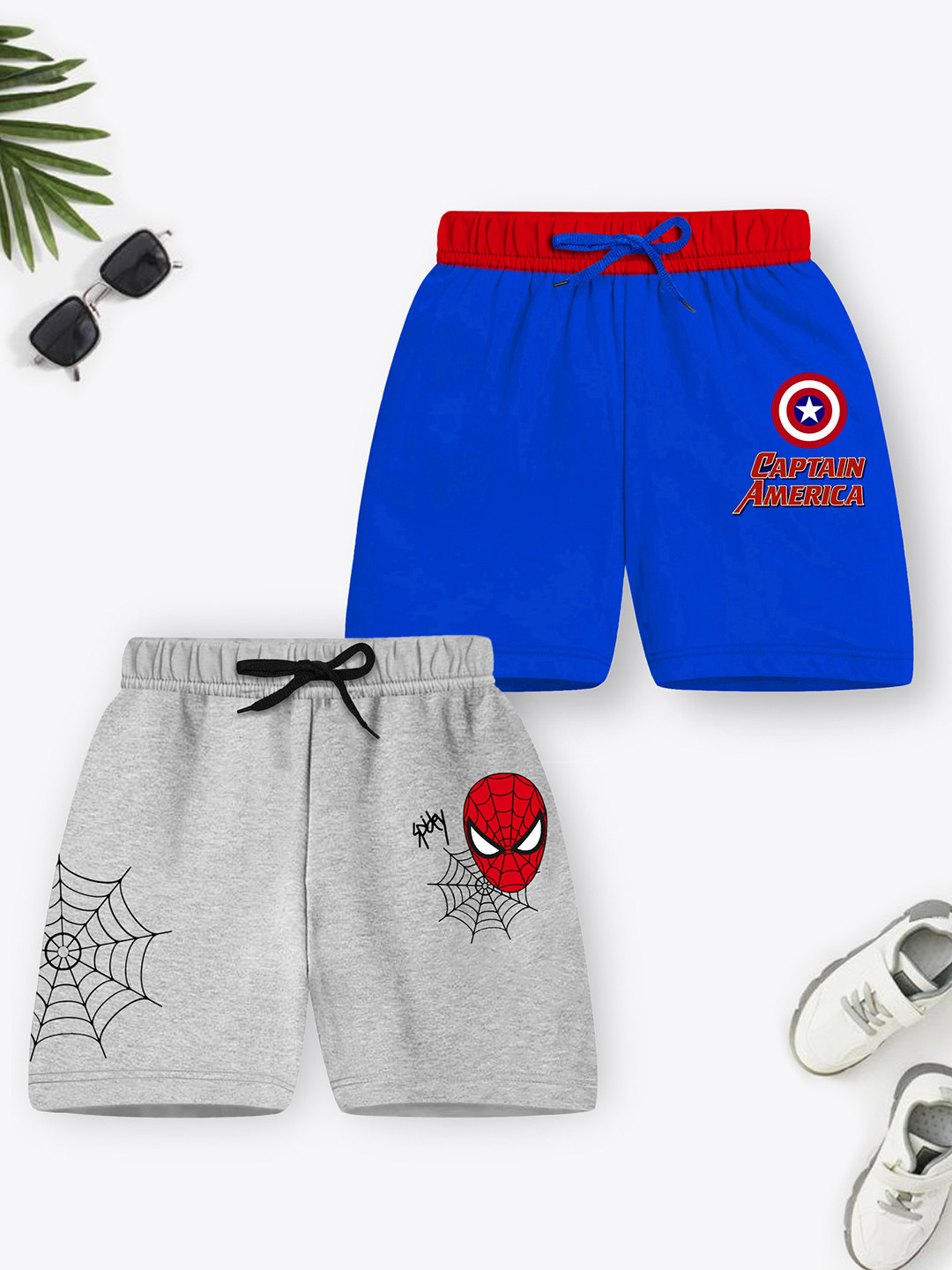 YK Marvel Boys Pack Of 2 Printed Avengers Shorts