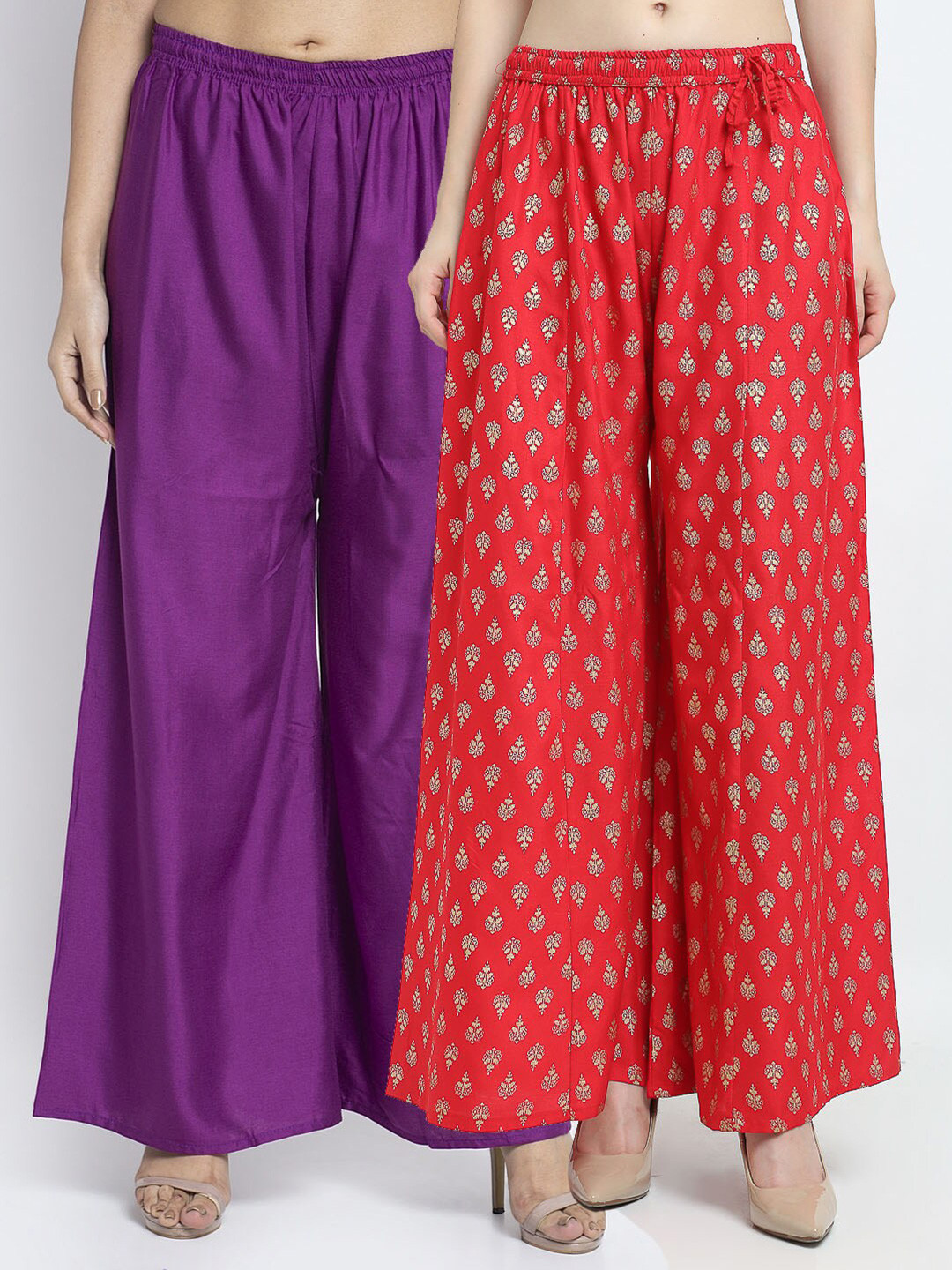 Jinfo Women Purple and Red Palazzos
