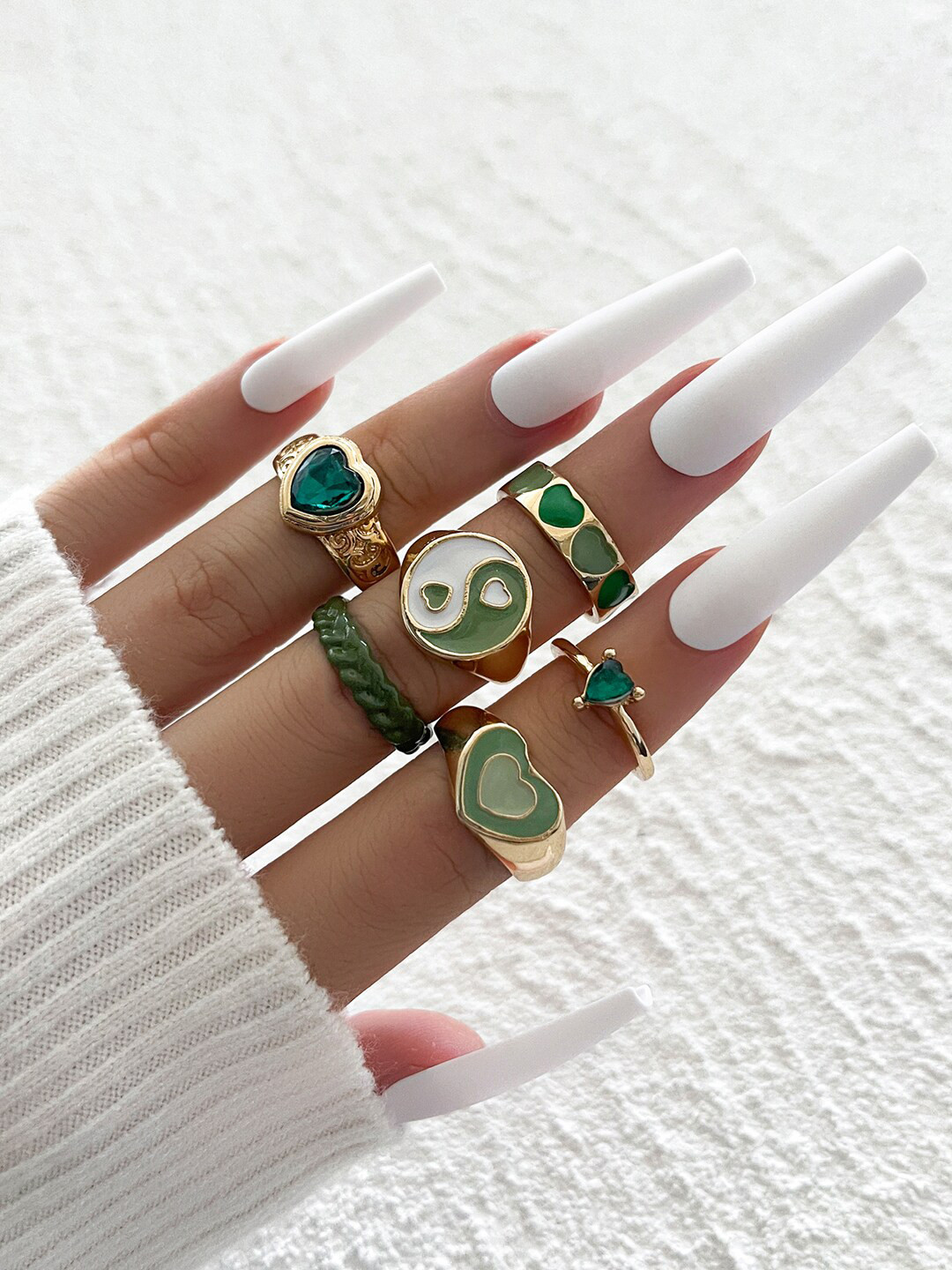 Shining Diva Fashion Set Of 6 Gold-Plated Finger Rings