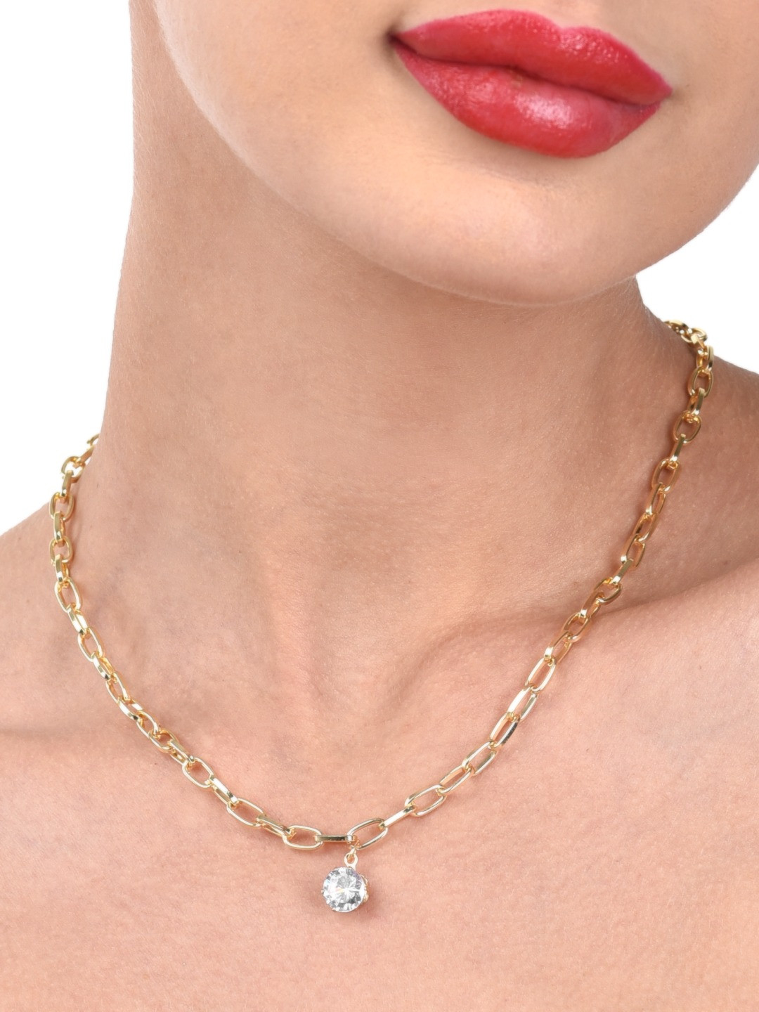 AMI Gold-Plated Linked Diamond Drop Chain