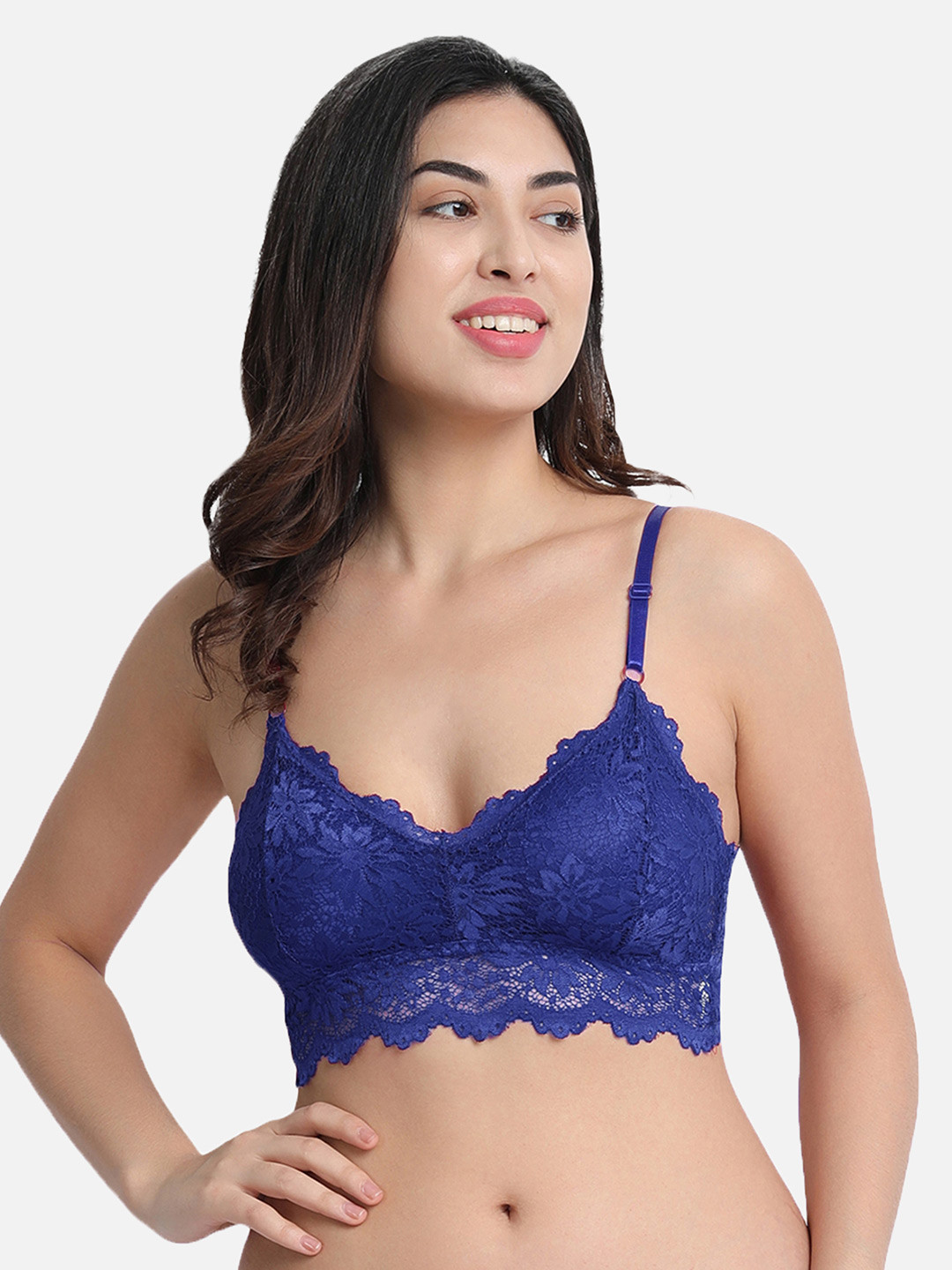 DEALSEVEN FASHION Blue Floral Bralette Bra GBra006-BL