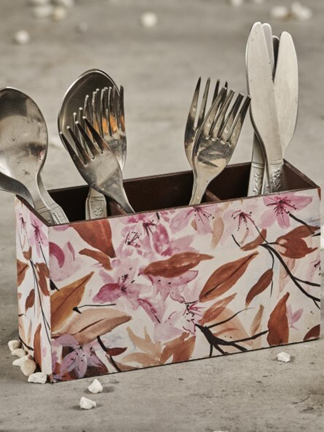 A Tiny Mistake Rose Gold Printed Wooden Cutlery Holder