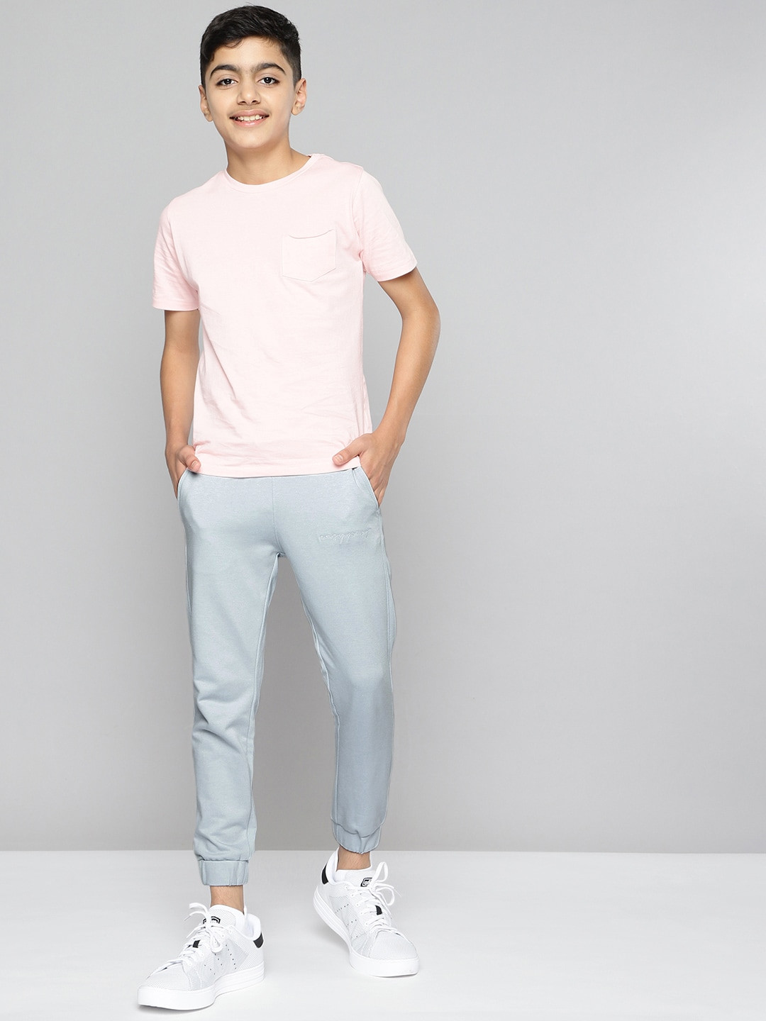 M&H Juniors Boys Blue Solid Joggers