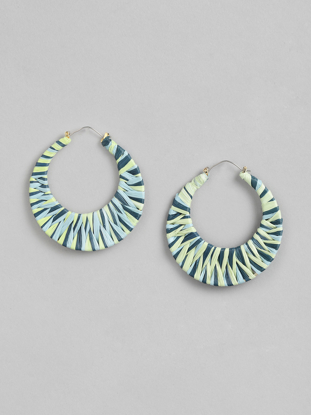 RICHEERA Green & Blue Circular Hoop Earrings