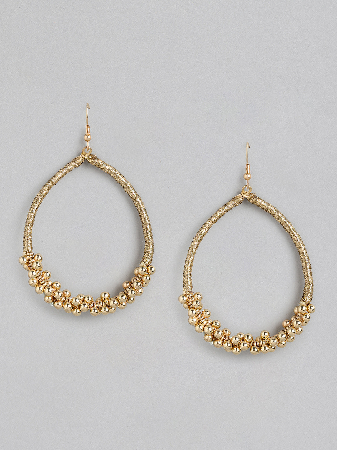 RICHEERA Gold-Toned Oval Drop Earrings