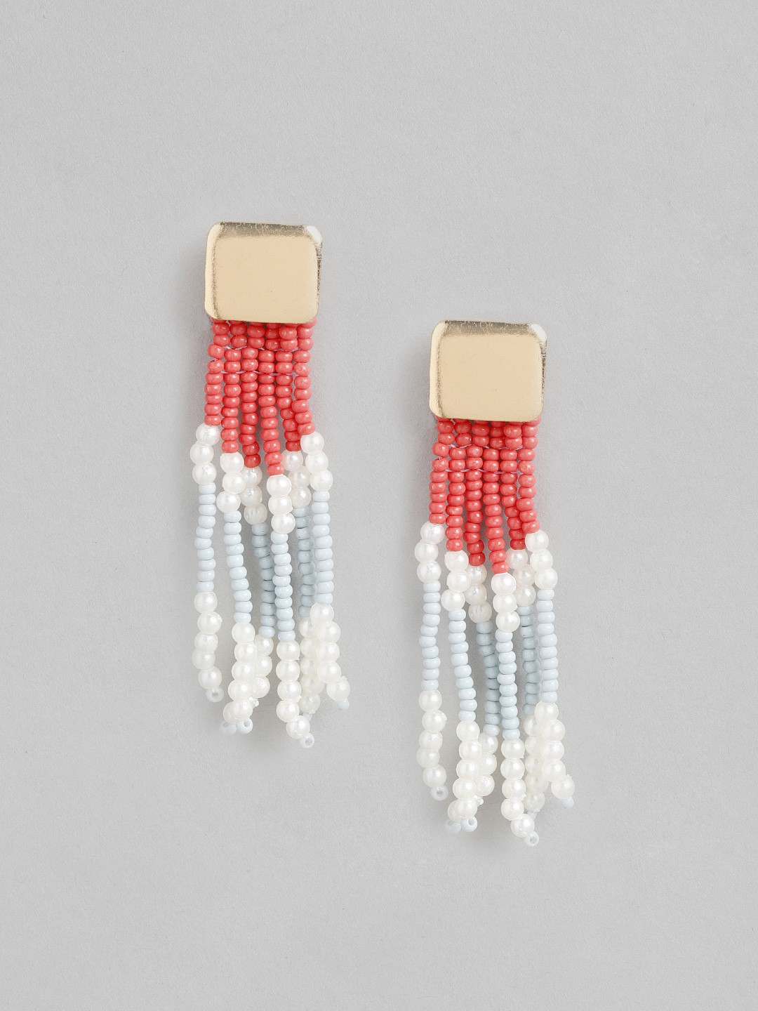 RICHEERA Gold-Toned & Coral Contemporary Drop Earrings
