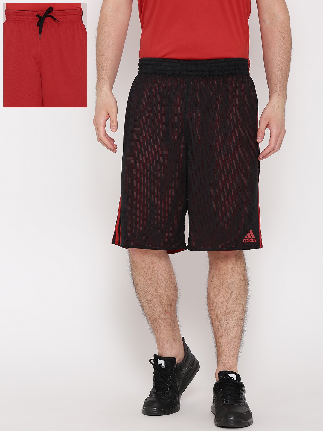 Black and store red adidas shorts