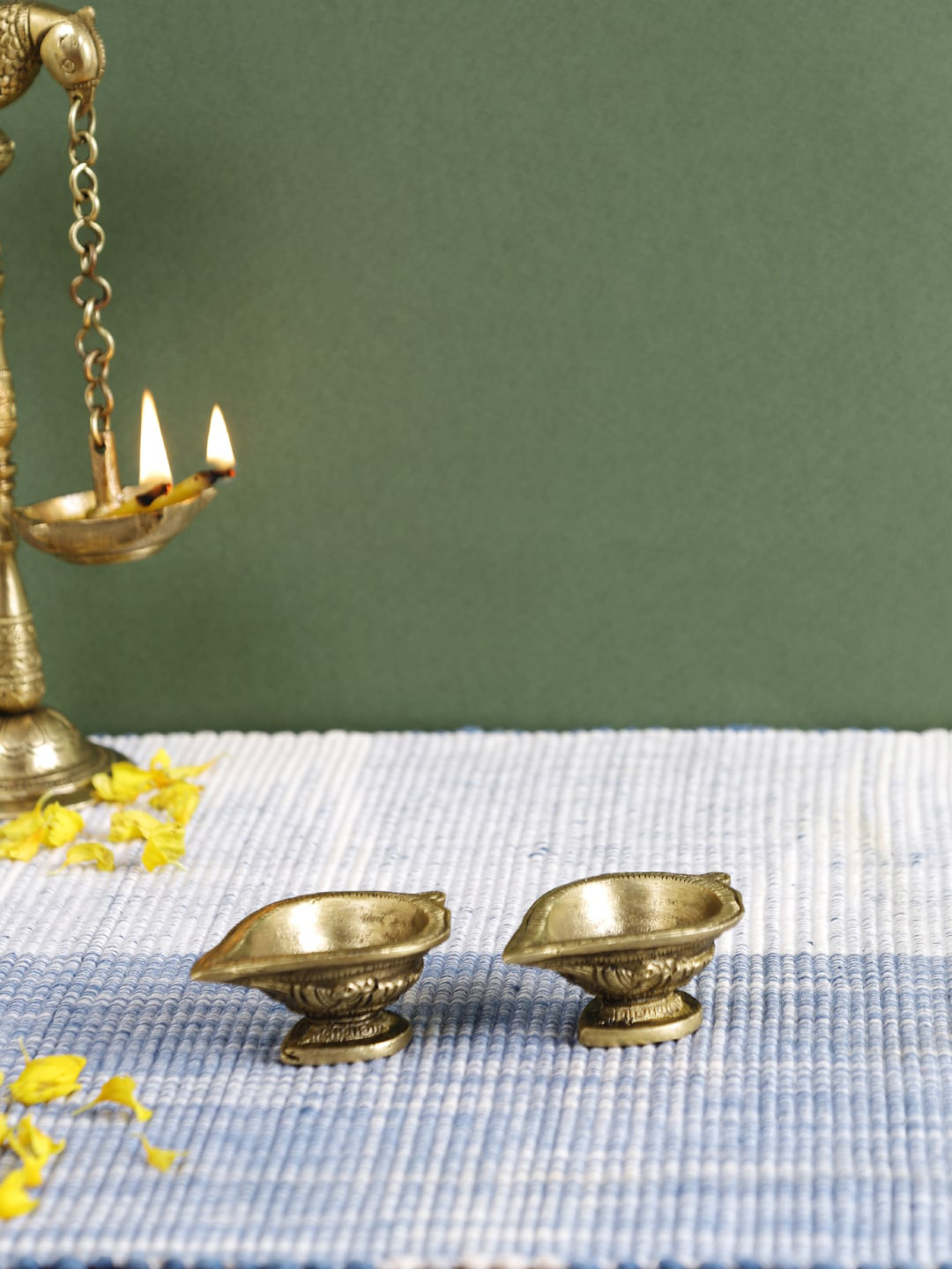 Imli Street Diya Gold Brass Metallic Prayer Room Set of 2 Small Showpieces - 1 Inches