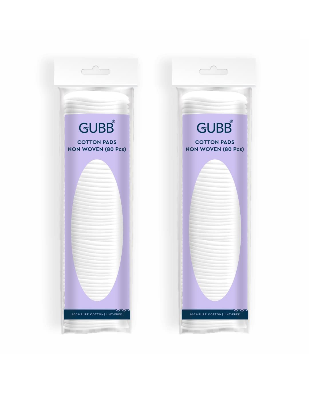 GUBB Set of 2 Facial Cotton Tissue Pads for Face Makeup Remover Round Wipes