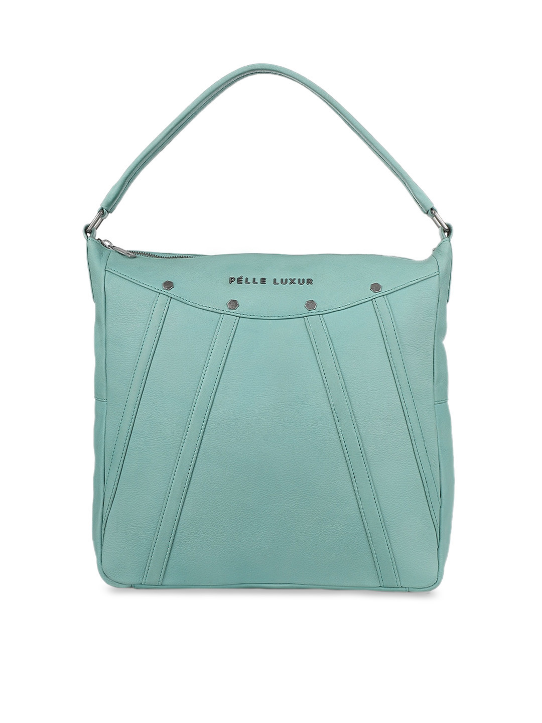 PELLE LUXUR Women Sea Green Leather Shopper Shoulder Bag