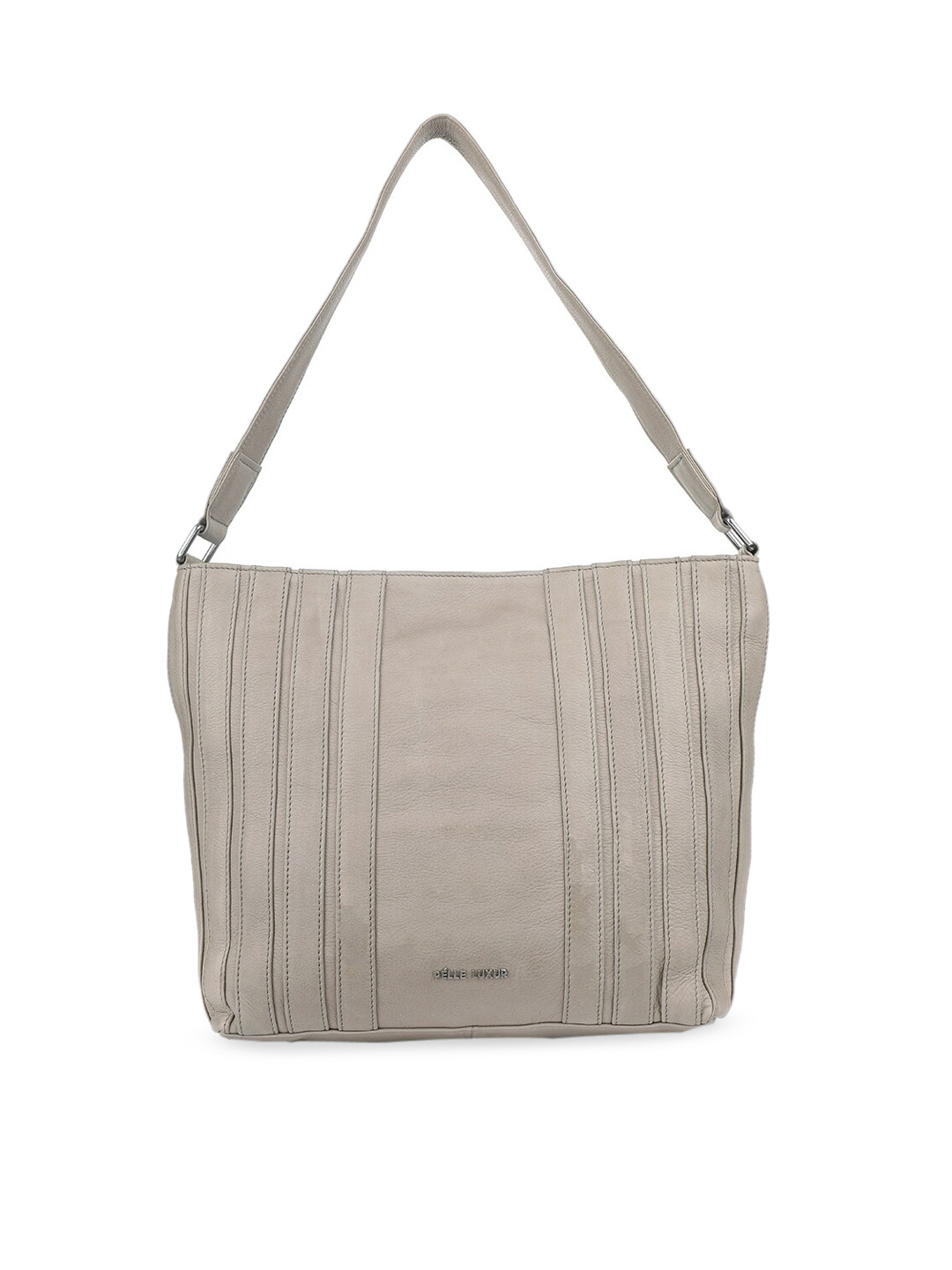 PELLE LUXUR Women Grey Textured Medium Tote Handbag