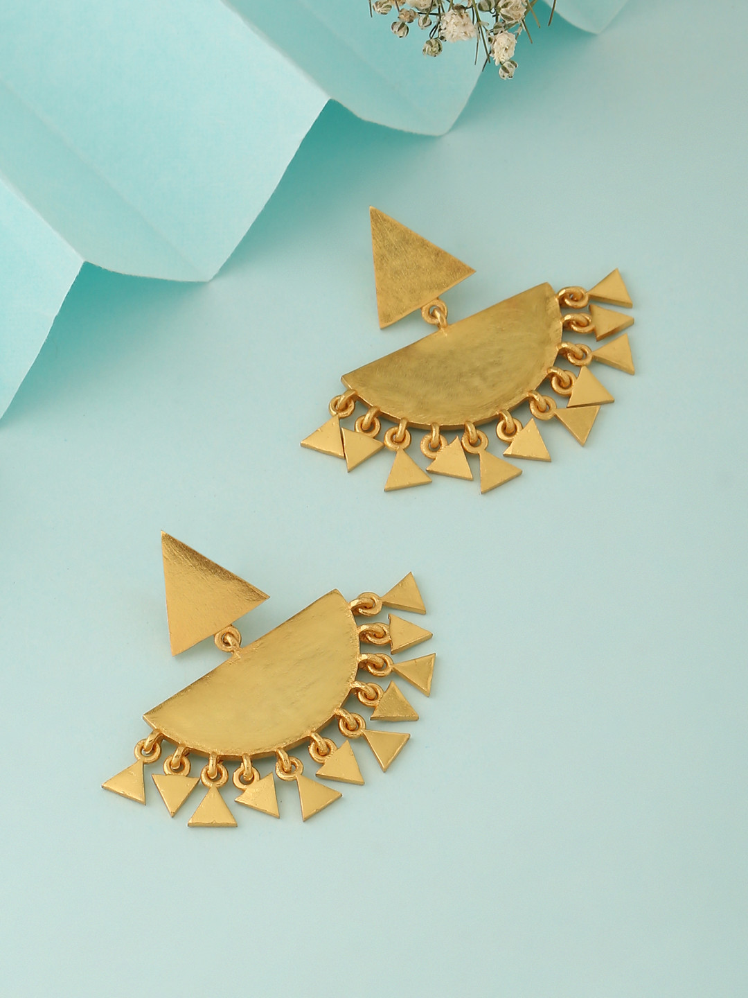 Mitali Jain Gold-Toned Dome Shaped Drop Earrings