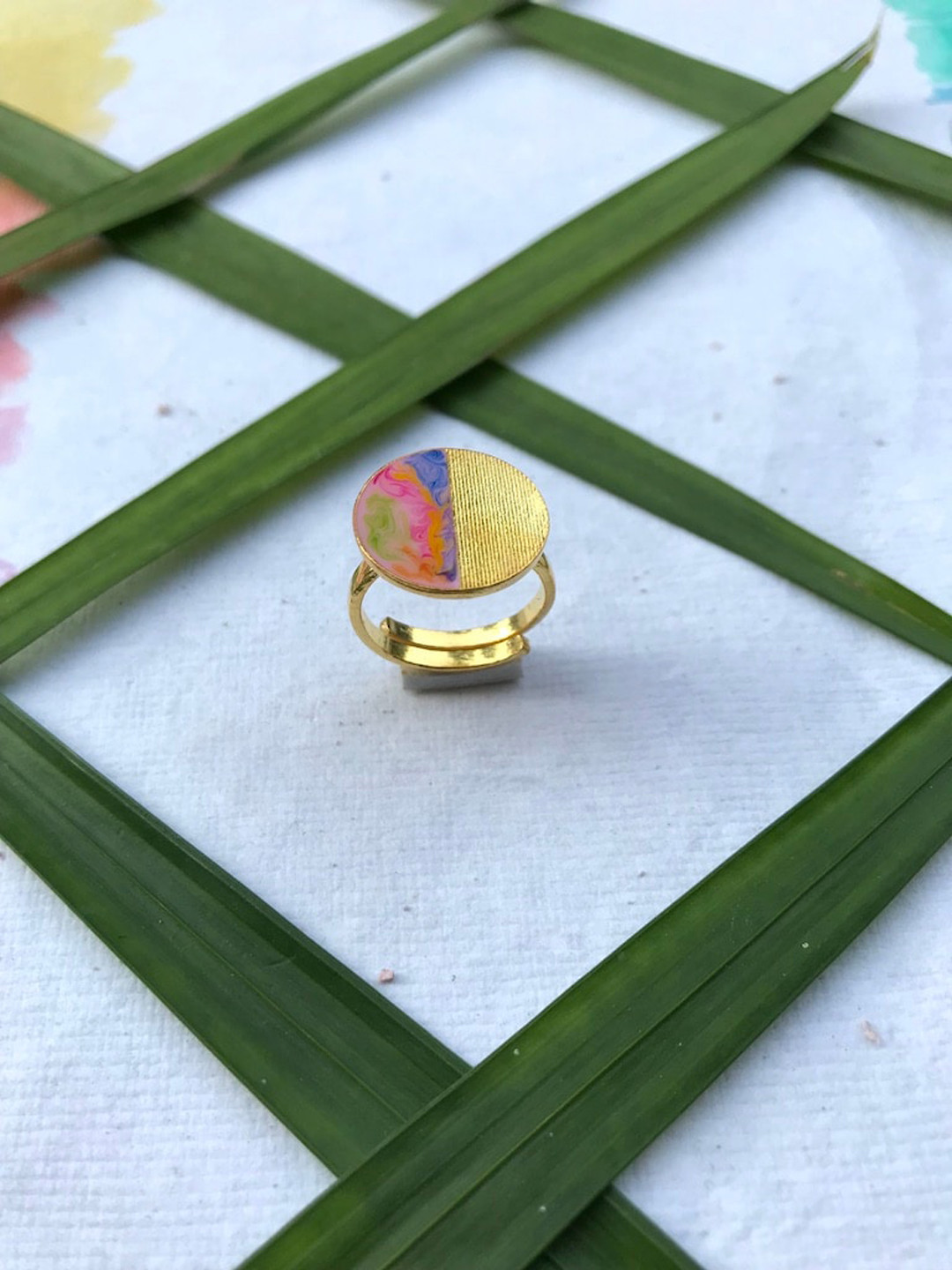 Mitali Jain 18K Gold-Plated & Pink Phase Finger Ring