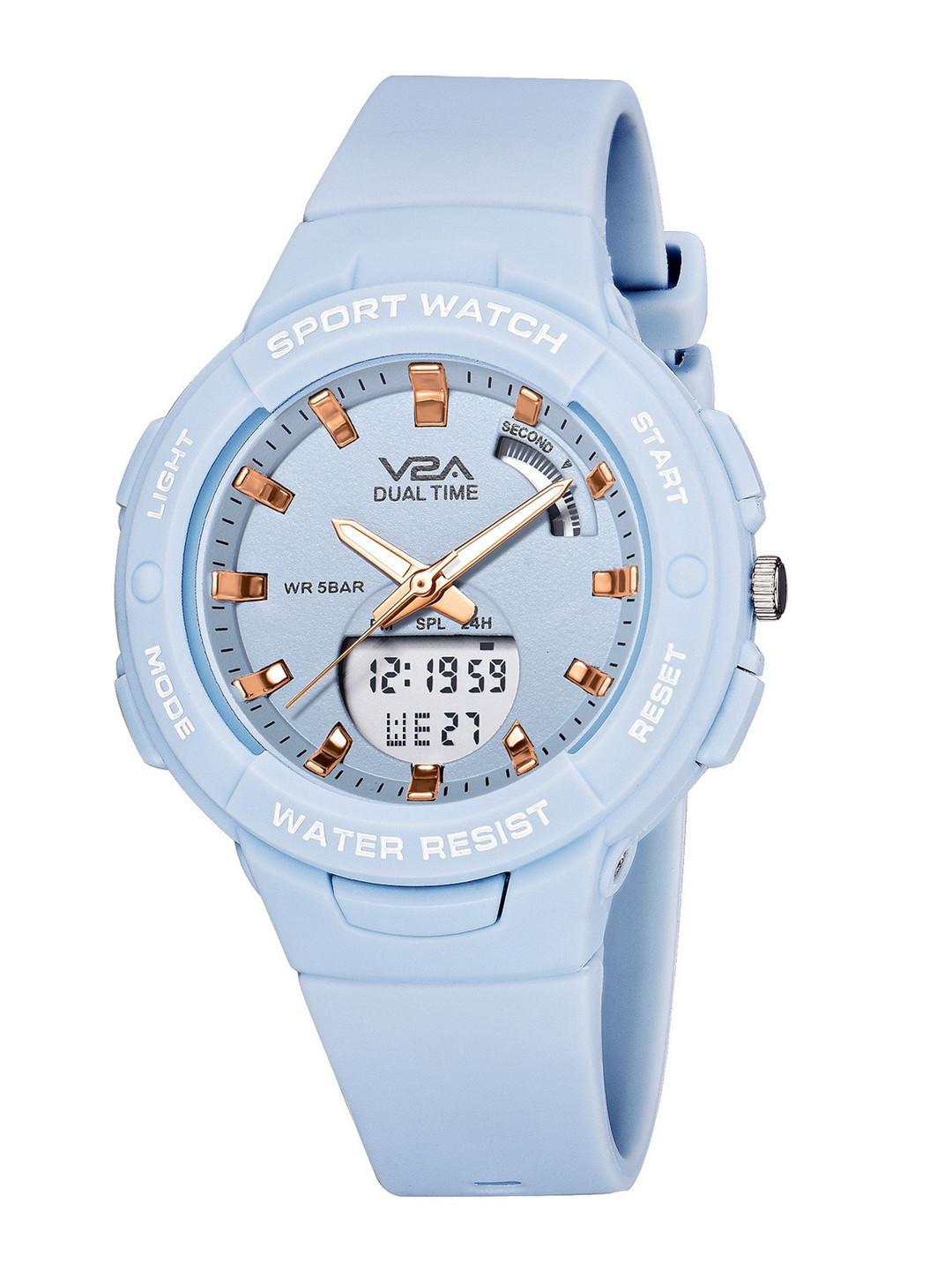V2A Women Blue Patterned Dial & Blue Wrap Around Straps Analogue and Digital Multi Function Watch