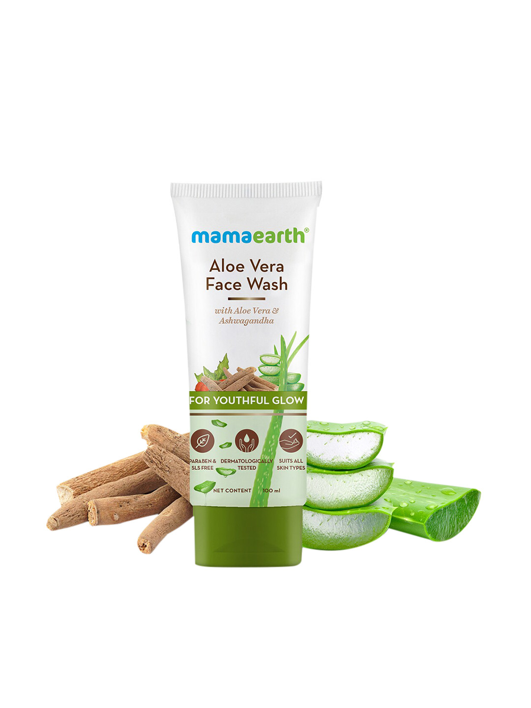 Mamaearth Aloe Vera Face Wash with Ashwagandha for Youthful Glow 100ml