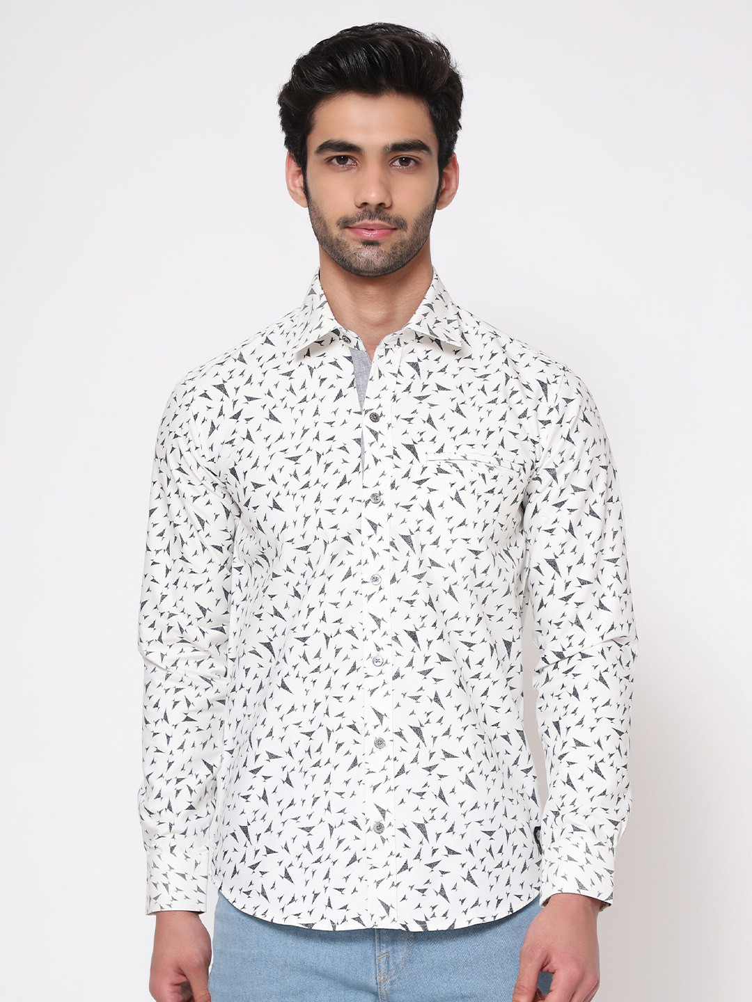 SHIRT THEORY Men White Floral Printed Casual Shirt