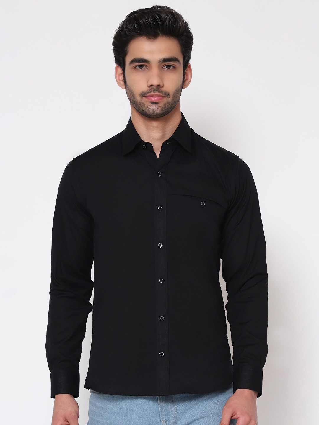 SHIRT THEORY Men Black Casual Shirt