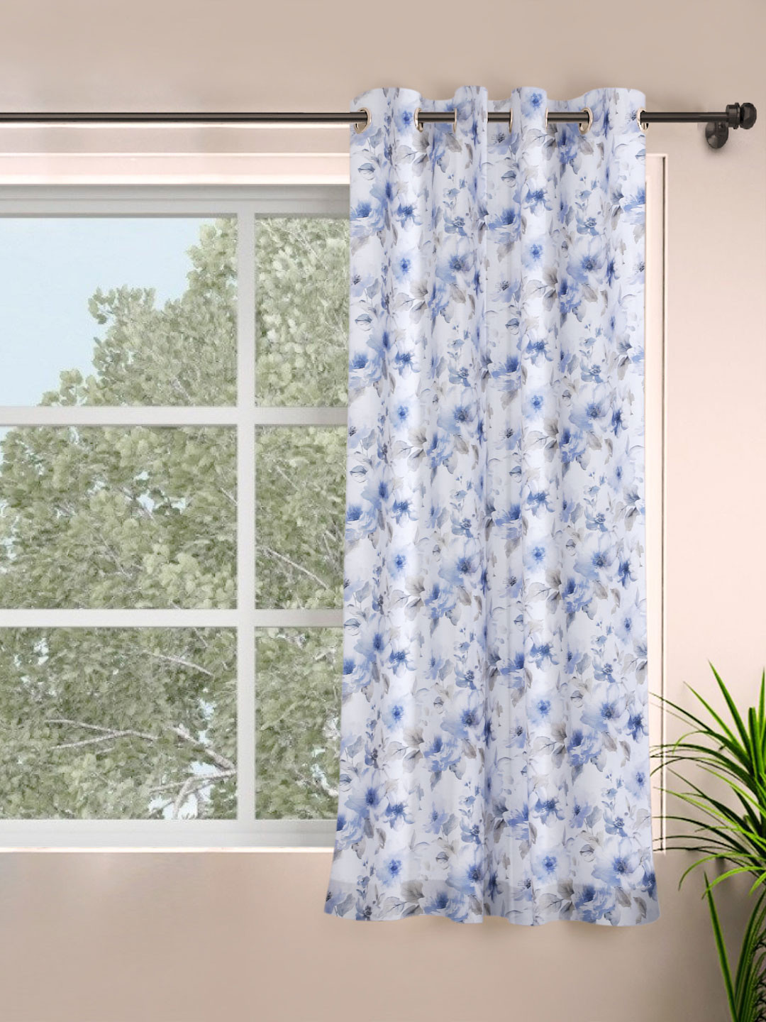 ROSARA HOME Lavender & White Floral Window Curtain