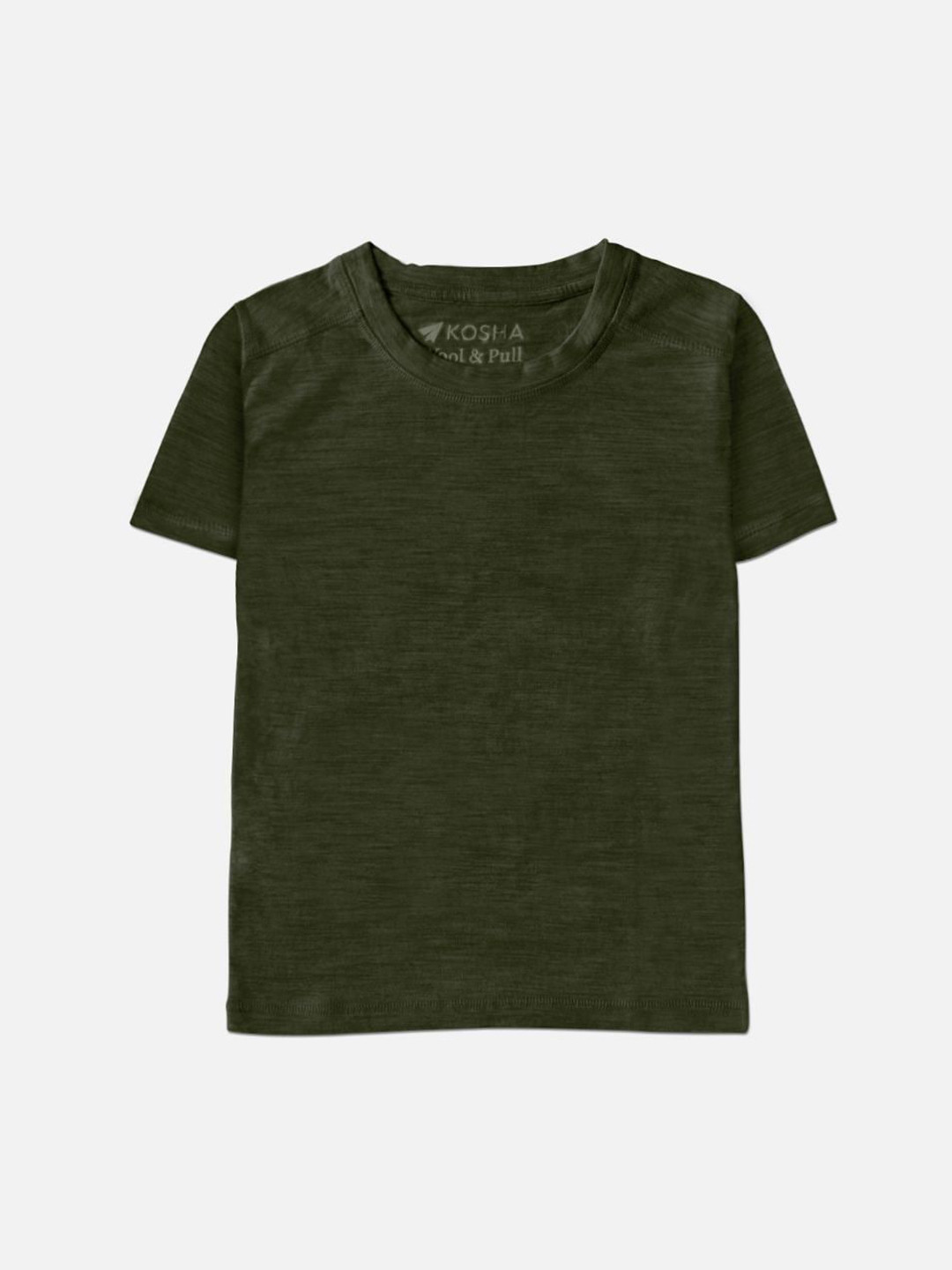 Kosha Girls Olive Merino Wool & Bamboo Half Sleeves Thermal T-Shirt