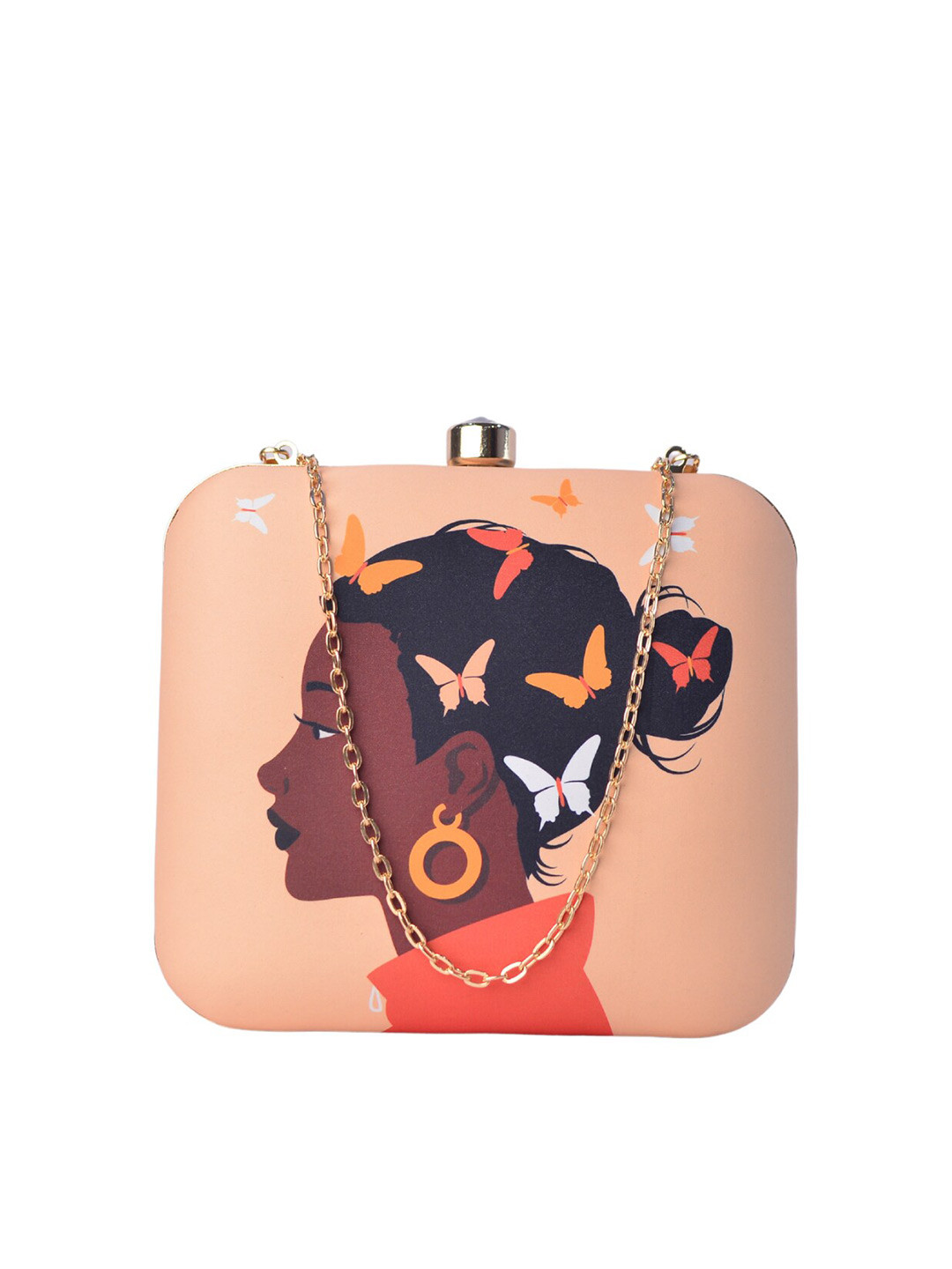 ARTKLIM Women Peach Butterfly Printed Clutch