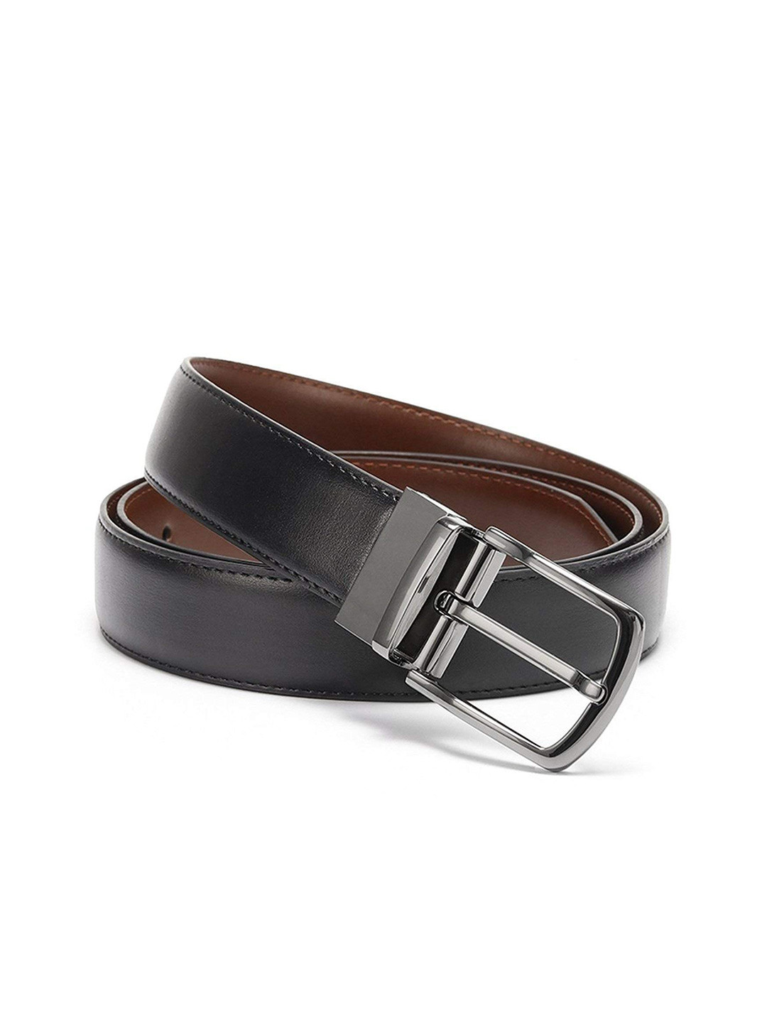 KAEZRI Men Black Textured PU Belt