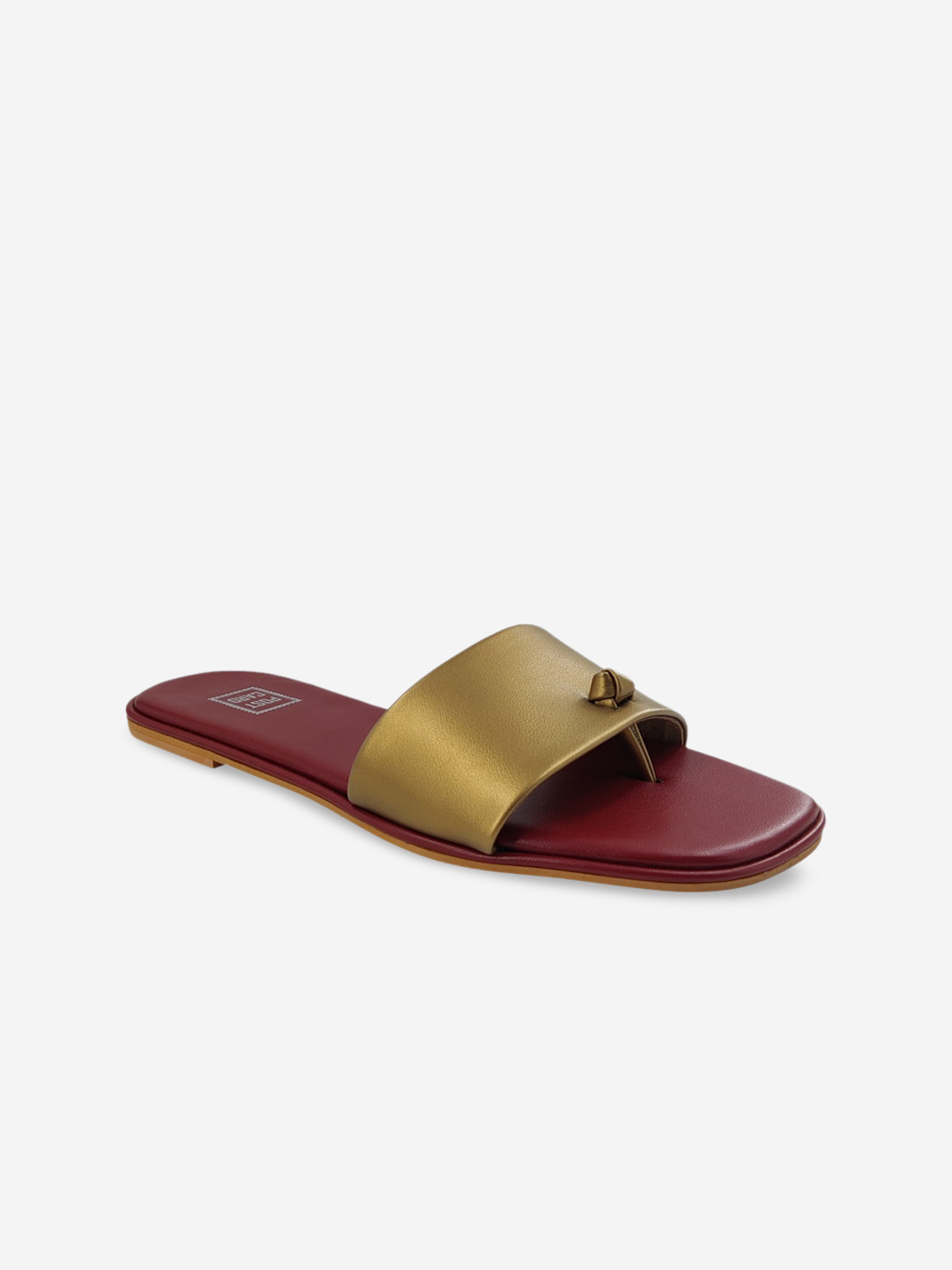 POSTCARD Women Maroon Embellished Open Toe Flats