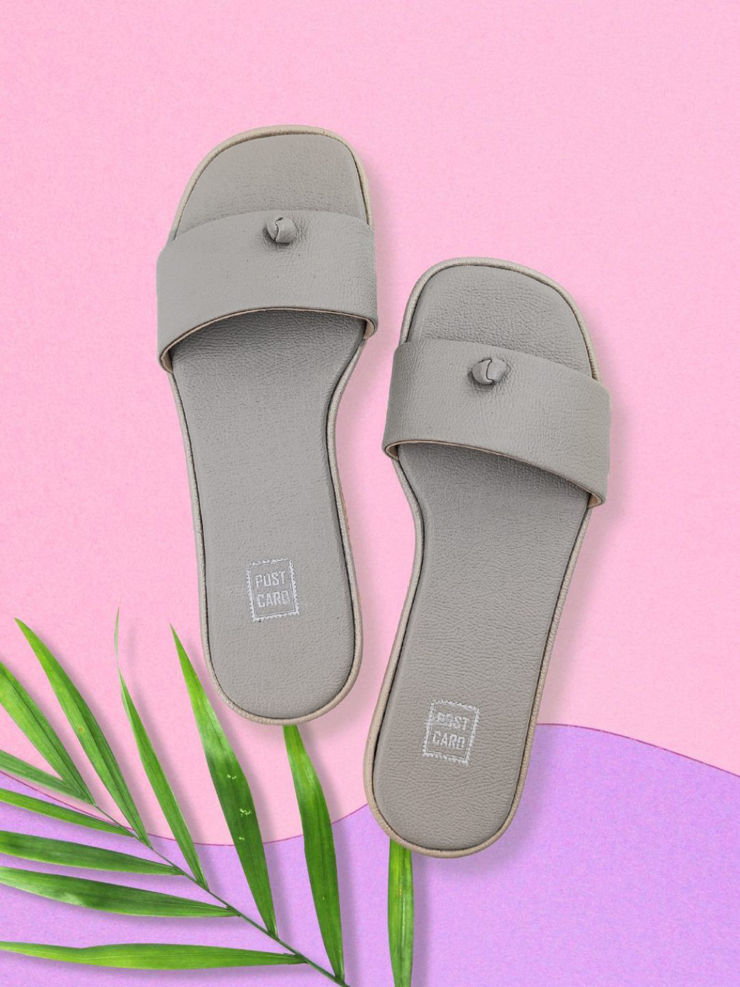 POSTCARD Women Grey Open Toe Flats