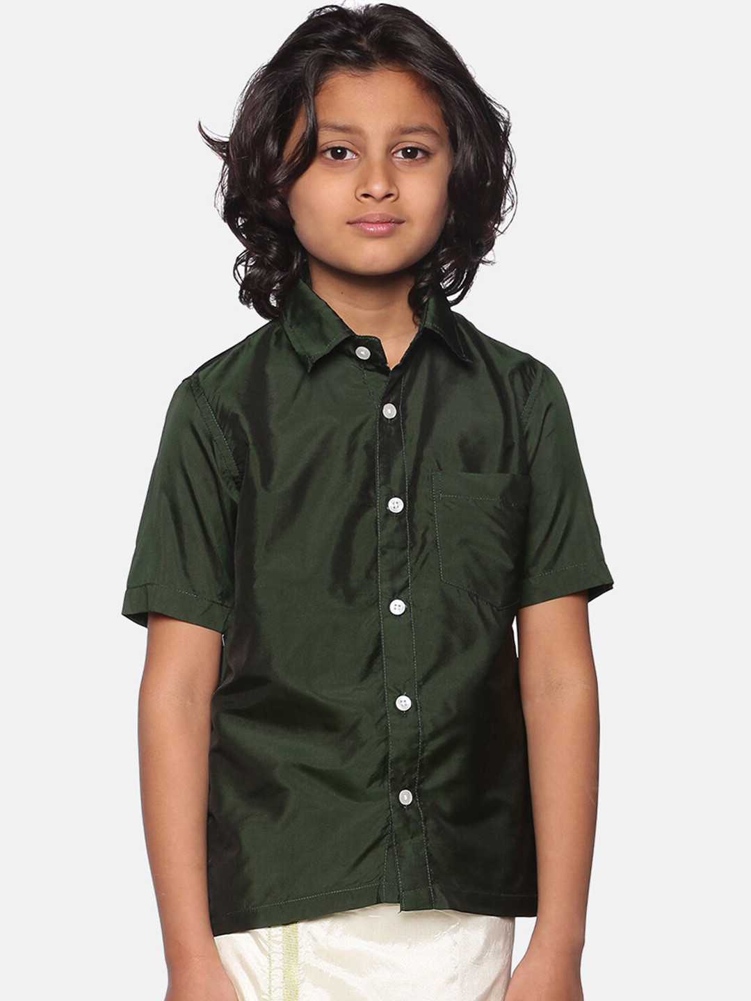 Sethukrishna Boys Green Relaxed Semiformal Shirt