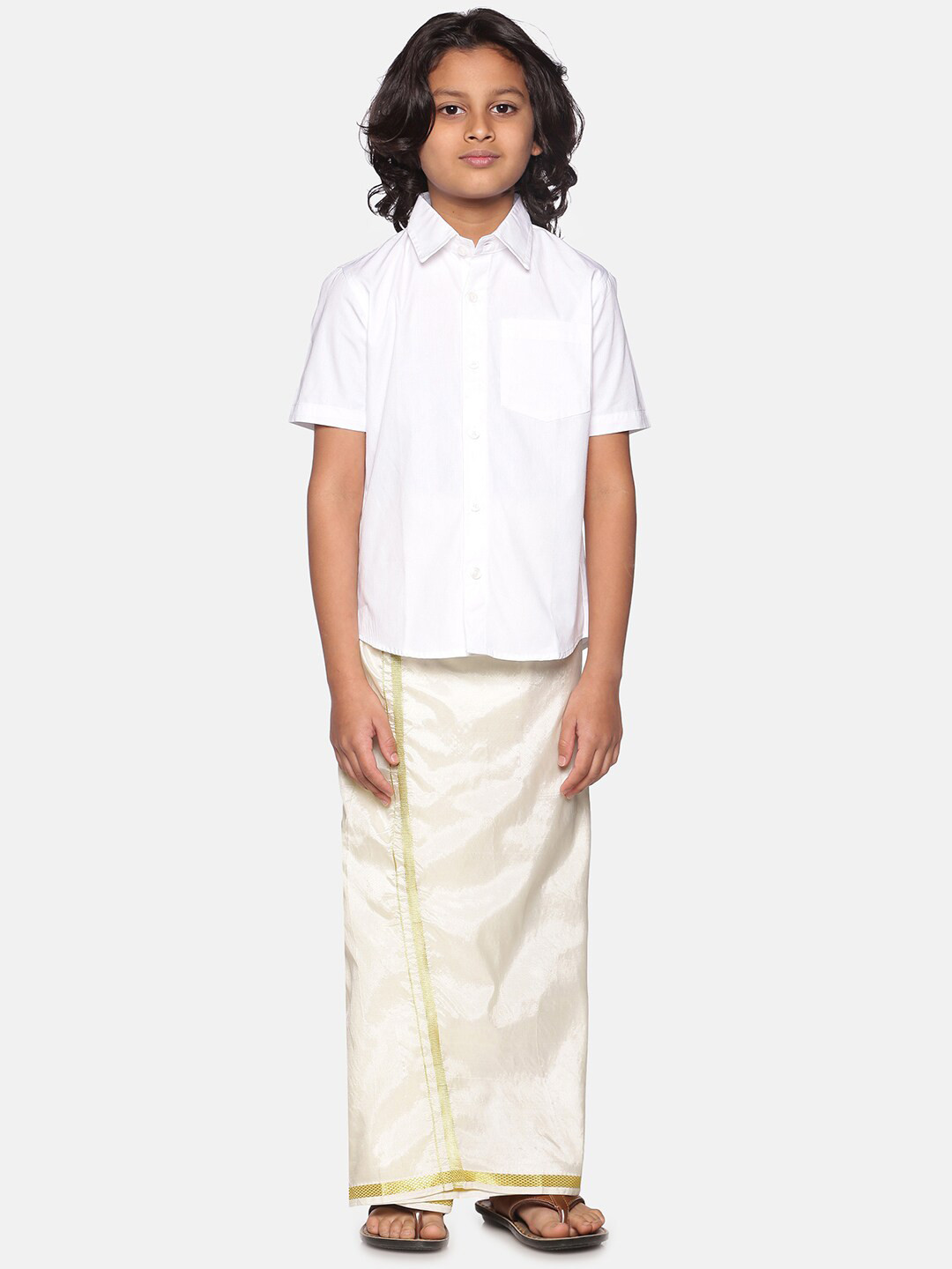 Sethukrishna Boys White Shirt with Readymade Dhoti