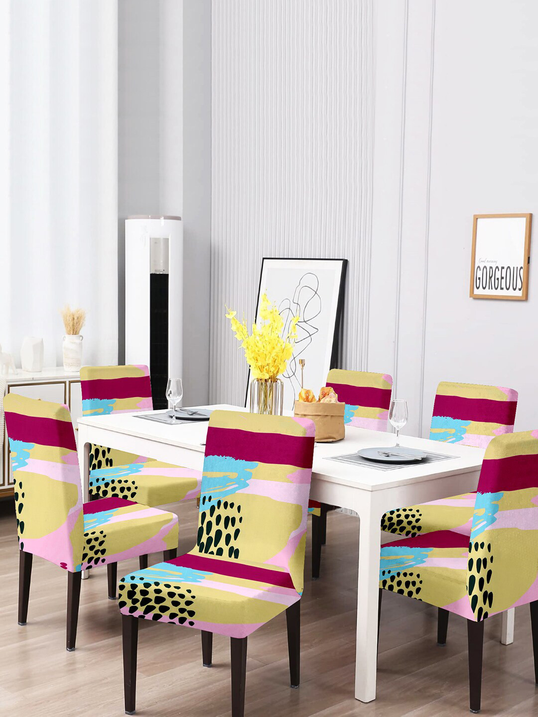 Cortina Set Of 6 Multi-Coloured Printed Chair Covers