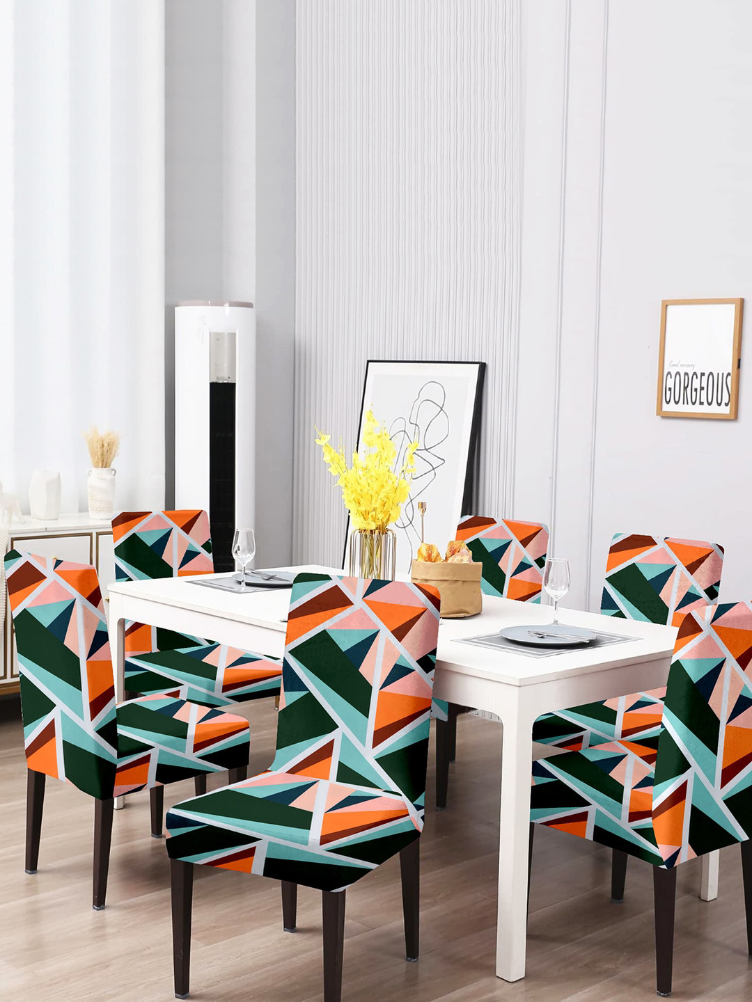 Cortina Set Of 6 Multi-colored Printed Chair Cover