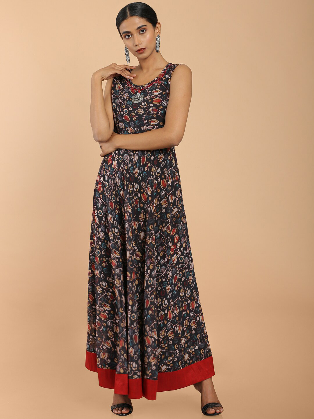 Soch Black Floral Printed Georgette Anarkali Kurta