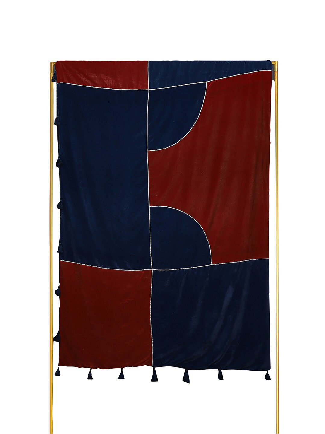 Ritu Kumar Blue & Red Solid Amer Fort Double Bedcover