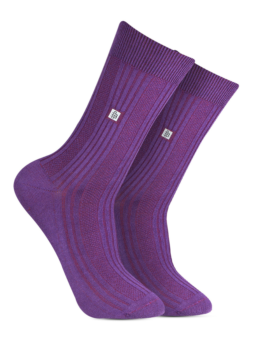 Bonjour Men Purple Patterned Calf-Length Socks