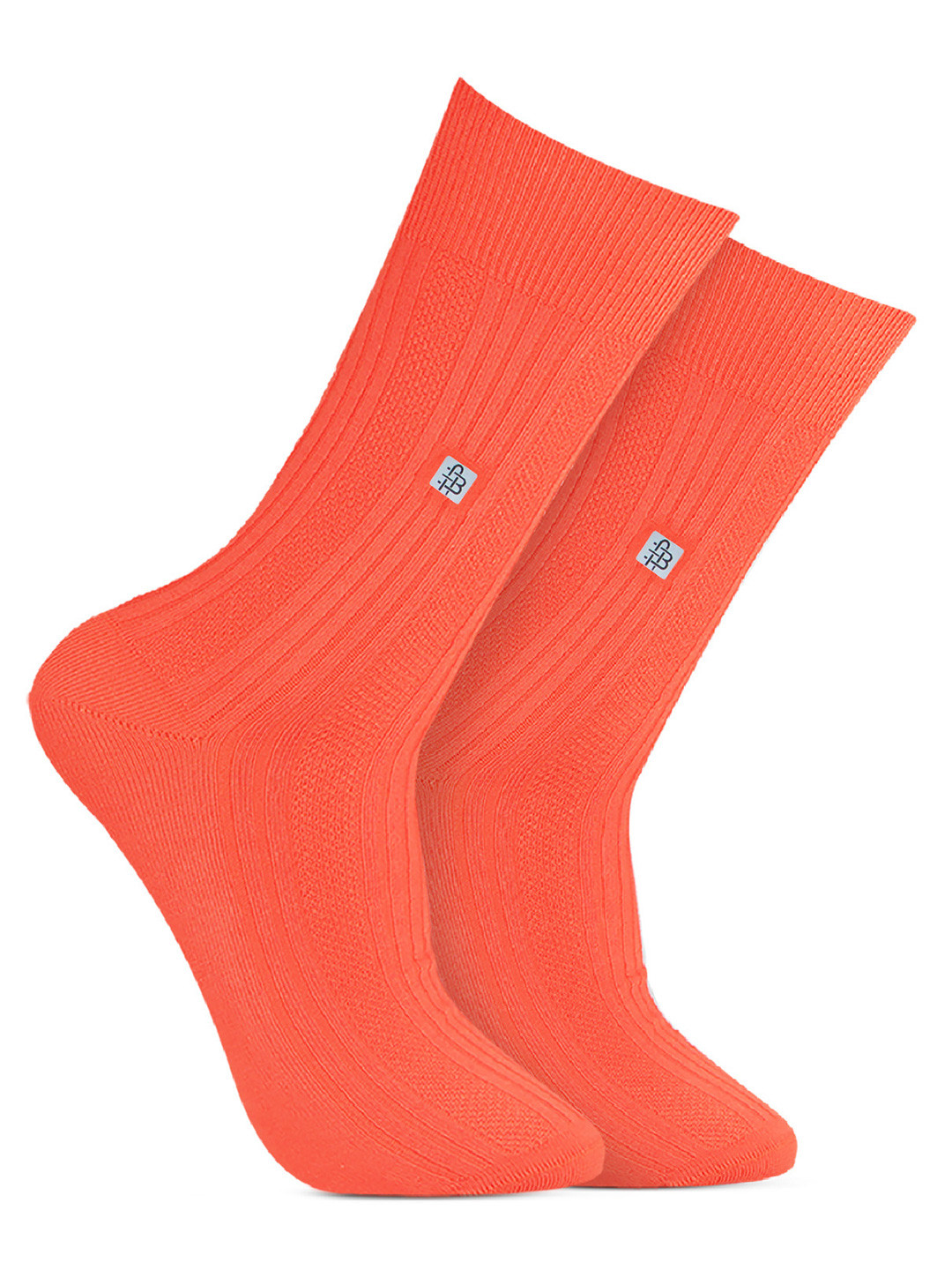 Bonjour Men Orange Solid Calf-Length Cotton Socks