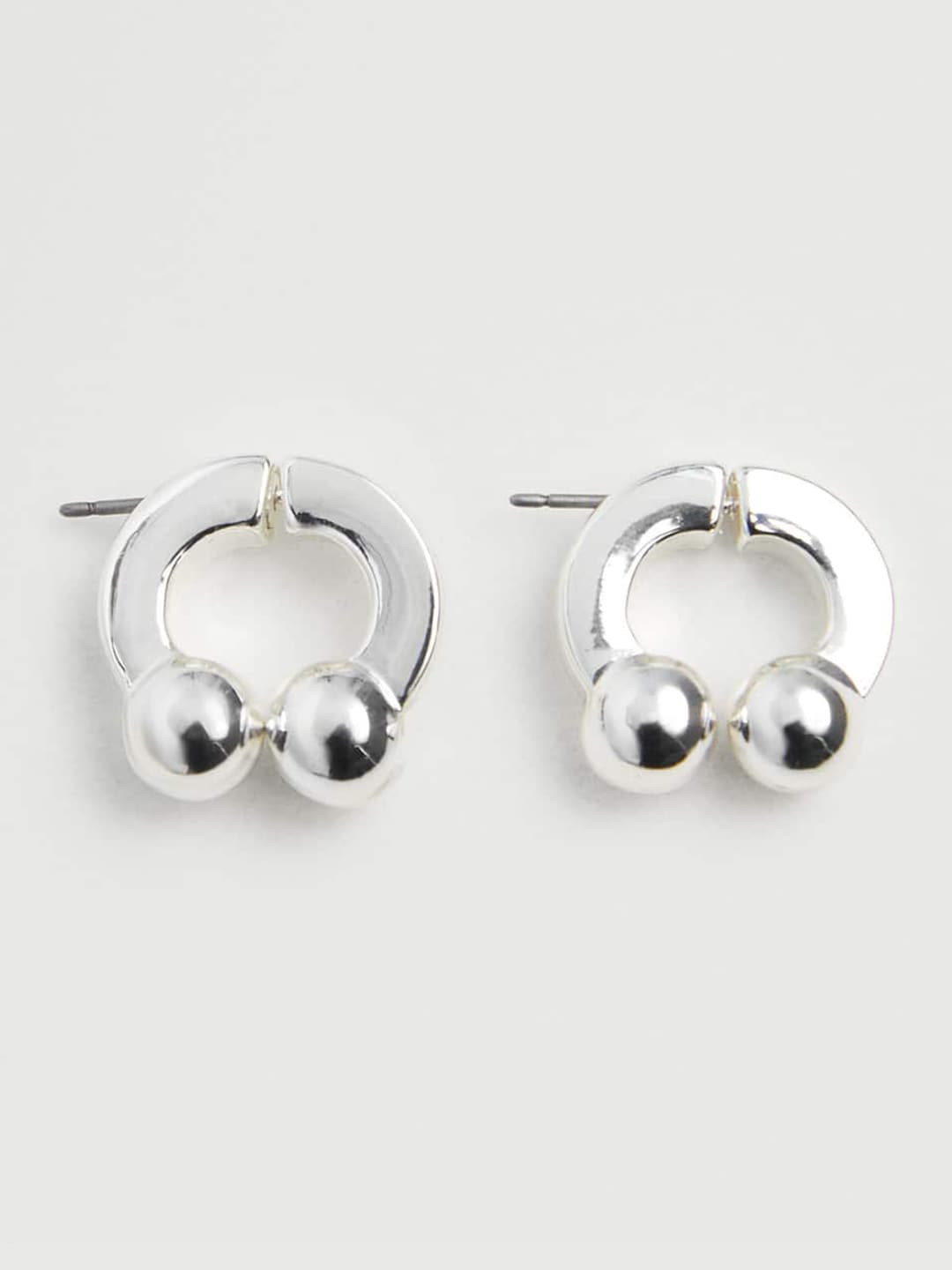 MANGO Silver-Toned Double Sided Studs