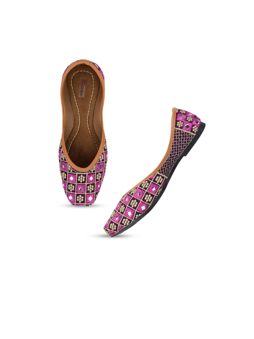 DESI COLOUR Women Purple Ethnic Mojaris Flats