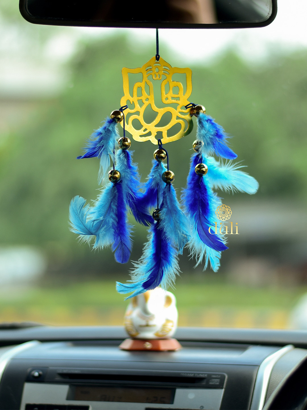 DULI Blue & Gold Ganesha Car Hanging Dream Catcher