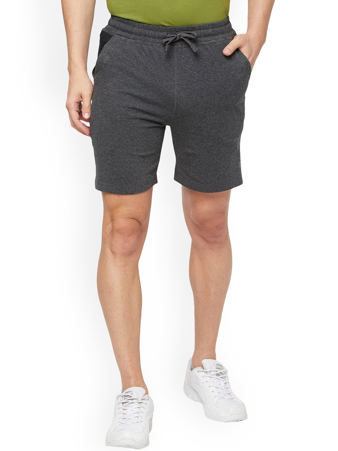 SPORTO Men Grey Melange Sports Shorts