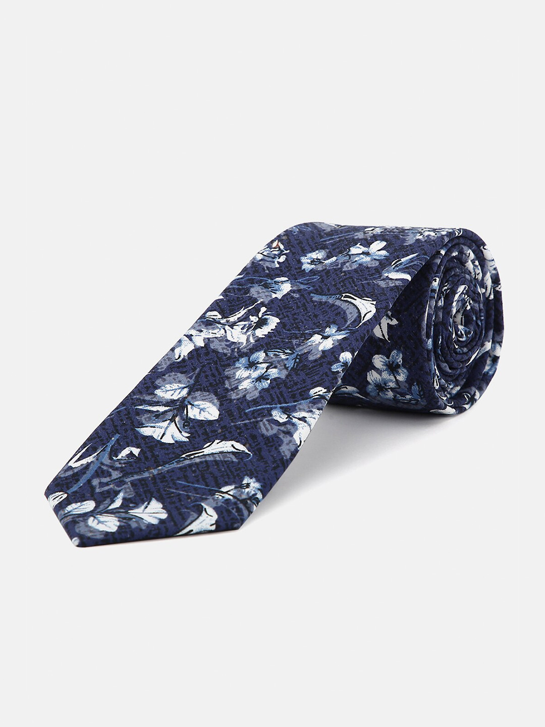Bruun & Stengade Men Blue & White Printed Cotton Broad Tie