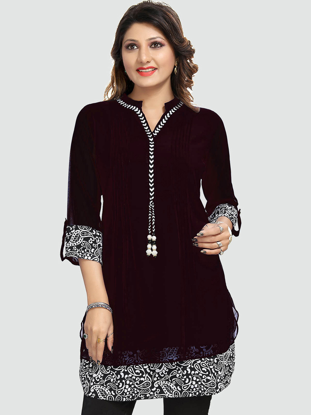 Saree Swarg Black Ethnic Motifs Printed Kurti