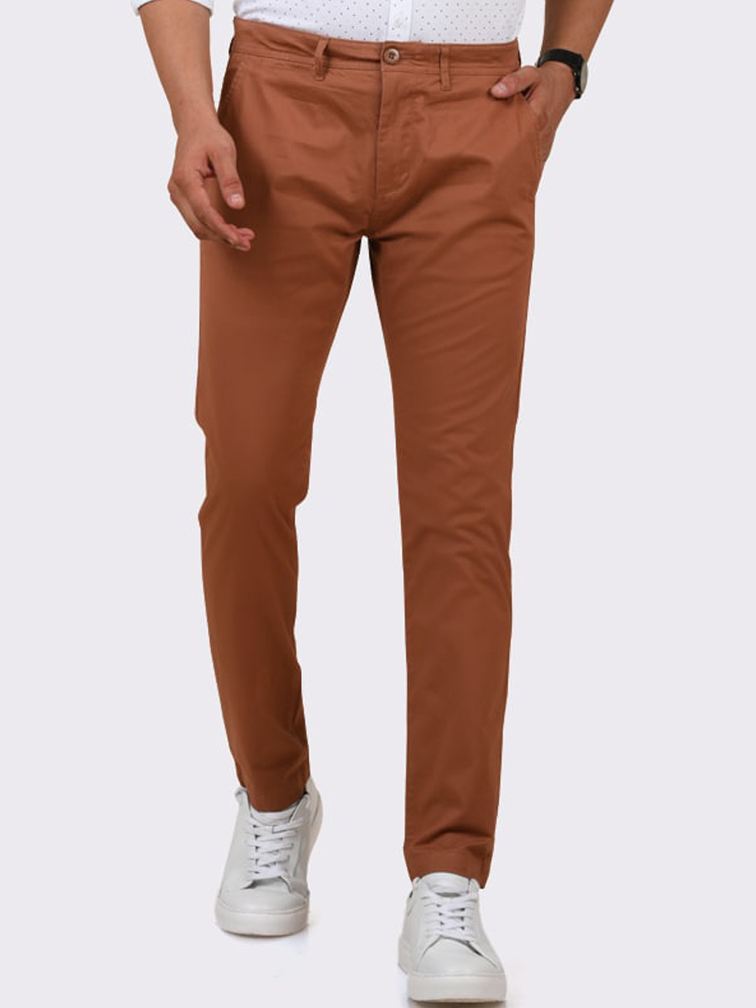 MERCHANT MARINE Men Brown Slim Fit Chinos Trousers